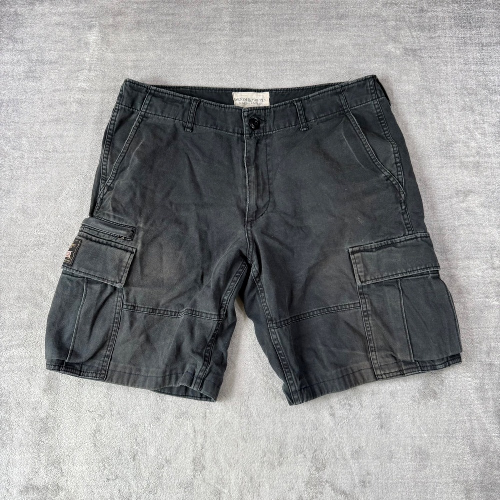 Denim & Supply Ralph Lauren Cargo Shorts Mens 32 Black Faded Military Utility
